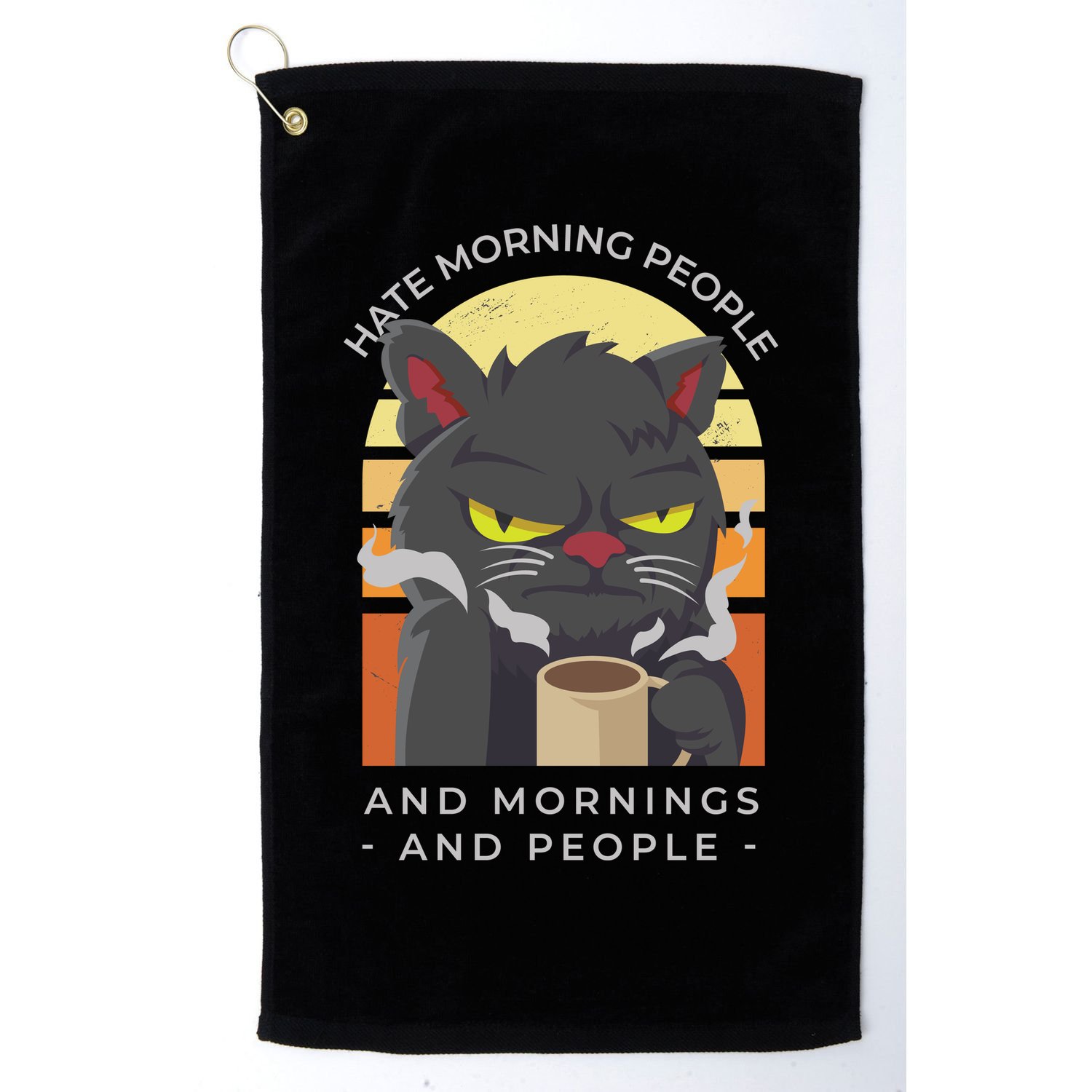 Hate Morning People Cat Funny Golf Towel