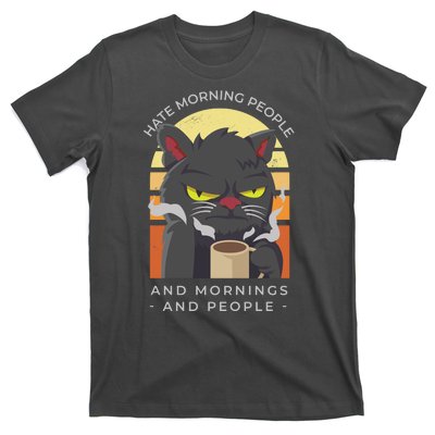 Hate Morning People Cat Funny T-Shirt