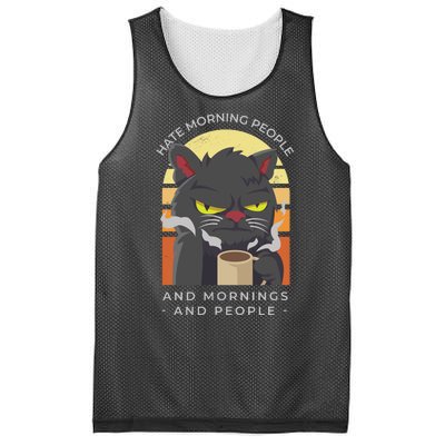 Hate Morning People Cat Funny Mesh Reversible Basketball Jersey Tank