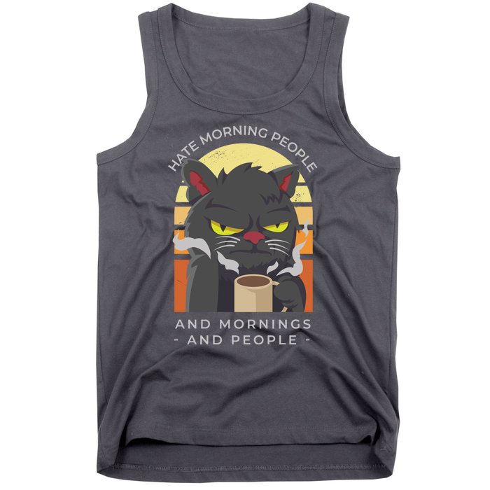 Hate Morning People Cat Funny Tank Top