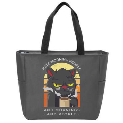 Hate Morning People Cat Funny Zip Tote Bag
