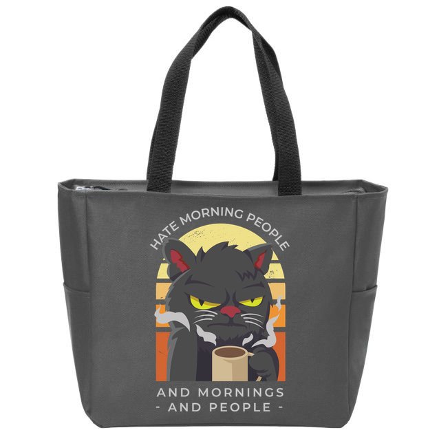 Hate Morning People Cat Funny Zip Tote Bag