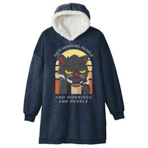 Hate Morning People Cat Funny Hooded Wearable Blanket