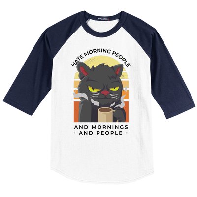 Hate Morning People Cat Funny Baseball Sleeve Shirt