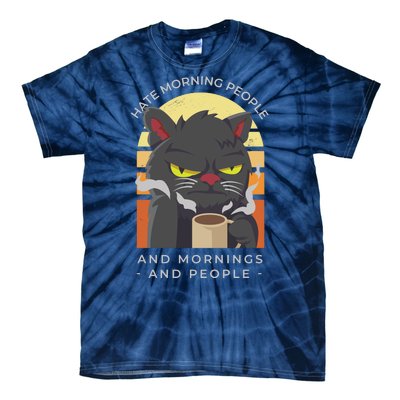 Hate Morning People Cat Funny Tie-Dye T-Shirt