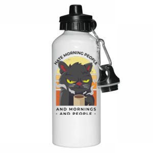 Hate Morning People Cat Funny Aluminum Water Bottle