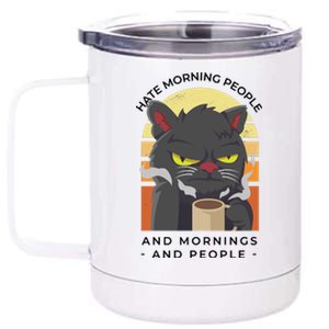 Hate Morning People Cat Funny 12 oz Stainless Steel Tumbler Cup