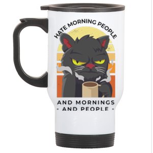 Hate Morning People Cat Funny Stainless Steel Travel Mug