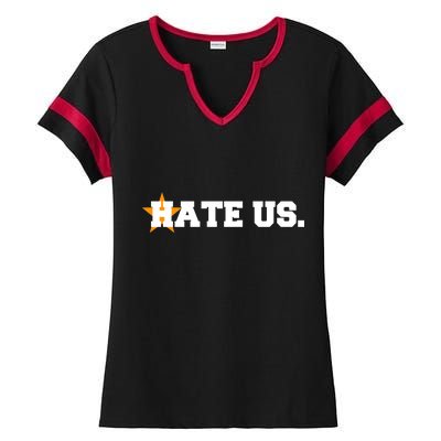 Hate Us Houston Baseball Star Ladies Halftime Notch Neck Tee