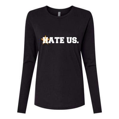 Hate Us Houston Baseball Star Womens Cotton Relaxed Long Sleeve T-Shirt