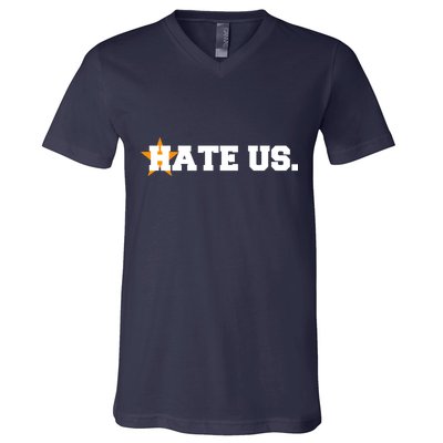 Hate Us Houston Baseball Star V-Neck T-Shirt