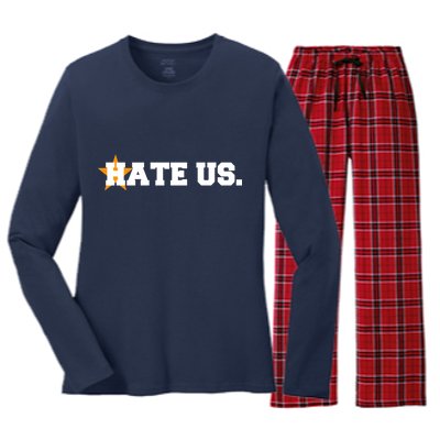 Hate Us Houston Baseball Star Women's Long Sleeve Flannel Pajama Set 