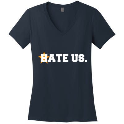 Hate Us Houston Baseball Star Women's V-Neck T-Shirt