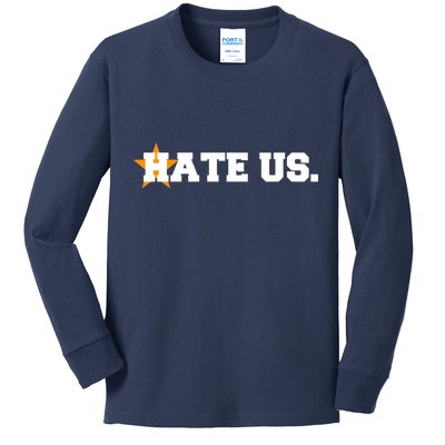 Hate Us Houston Baseball Star Kids Long Sleeve Shirt