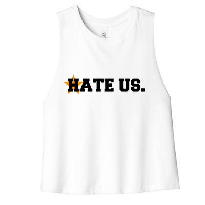 Hate Us Houston Baseball Star Women's Racerback Cropped Tank