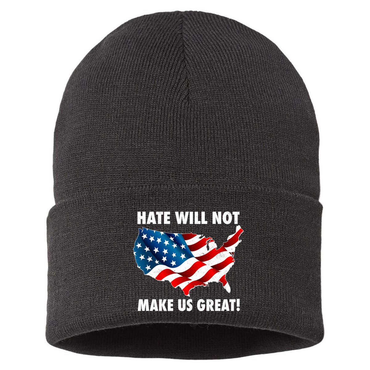Hate Will Not Make Us Great Sustainable Knit Beanie
