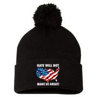 Hate Will Not Make Us Great Pom Pom 12in Knit Beanie