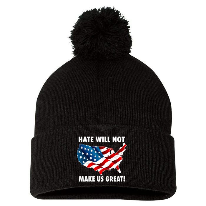 Hate Will Not Make Us Great Pom Pom 12in Knit Beanie