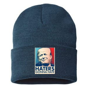 Haters Gonna Hate Poster Pro Trump Sustainable Knit Beanie