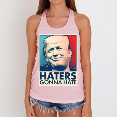 Haters Gonna Hate Poster Pro Trump Women's Knotted Racerback Tank