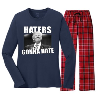 Haters Gonna Hate Trump Women's Long Sleeve Flannel Pajama Set 