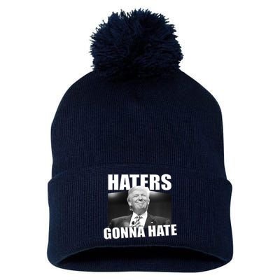 Haters Gonna Hate Trump Pom Pom 12in Knit Beanie