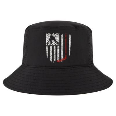 Hockey American Usa Flag Gift Mens Tee Gift Cool Comfort Performance Bucket Hat
