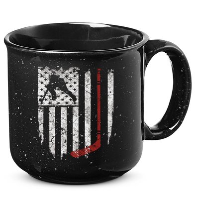 Hockey American Usa Flag Gift Mens Tee Gift 15oz Campfire Ceramic Mug