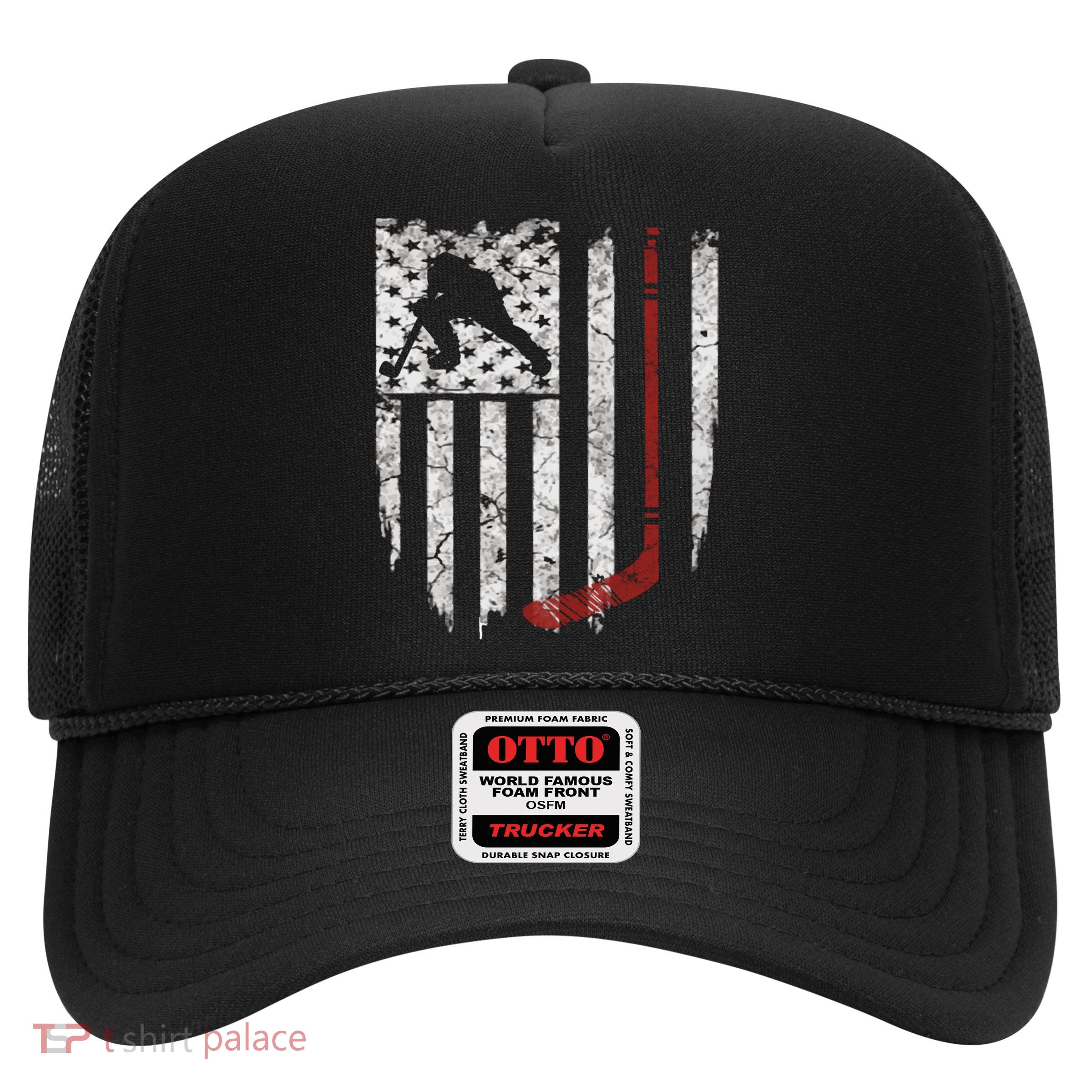 Hockey American Usa Flag Gift Mens Tee Gift Trucker Hat