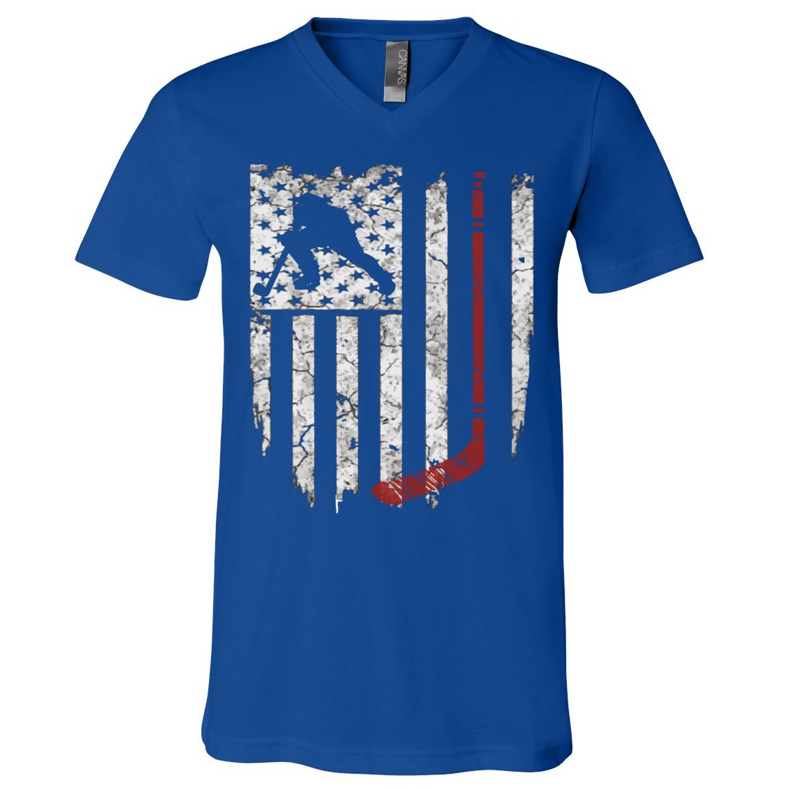 Hockey American Usa Flag Gift Mens Tee Gift V-Neck T-Shirt