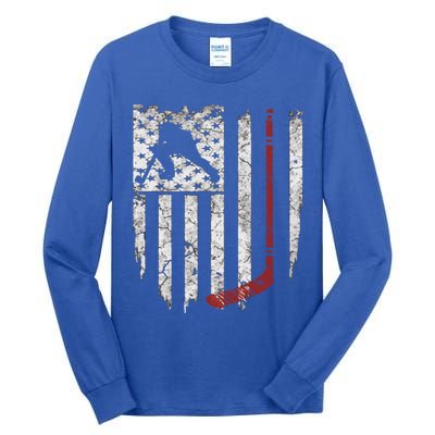 Hockey American Usa Flag Gift Mens Tee Gift Tall Long Sleeve T-Shirt