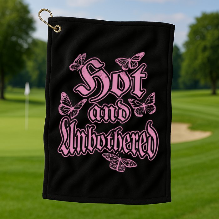 Hot And Unbothered Butterfly Quote Golf Towel