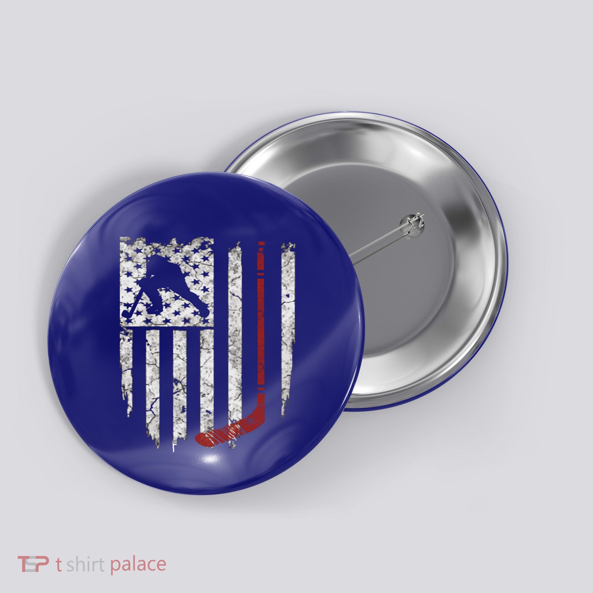 Hockey American Usa Flag Gift Gift Button