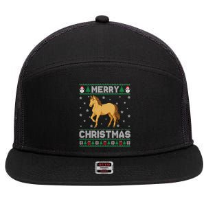 Horse Animal Ugly Christmas Gift 7 Panel Mesh Trucker Snapback Hat