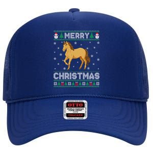 Horse Animal Ugly Christmas Gift High Crown Mesh Back Trucker Hat