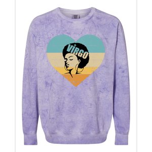 Heart Afro Virgo Zodiac Sign Gift Colorblast Crewneck Sweatshirt