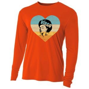 Heart Afro Virgo Zodiac Sign Gift Cooling Performance Long Sleeve Crew