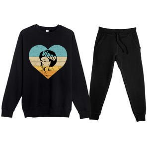 Heart Afro Virgo Zodiac Sign Gift Premium Crewneck Sweatsuit Set