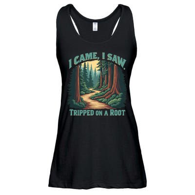  Hiking Adventure Vintage  I Came I Saw I Tripped On A Root Ladies Essential Flowy Tank