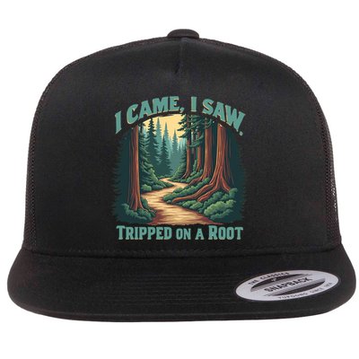  Hiking Adventure Vintage  I Came I Saw I Tripped On A Root Flatbill Hat