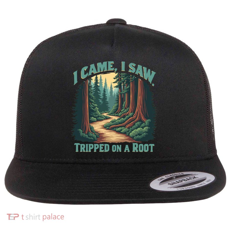  Hiking Adventure Vintage  I Came I Saw I Tripped On A Root Flatbill Hat