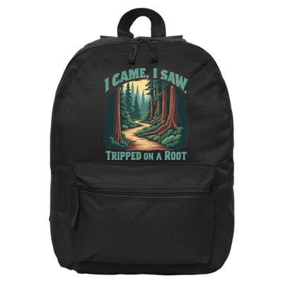  Hiking Adventure Vintage  I Came I Saw I Tripped On A Root 16 in Basic Backpack