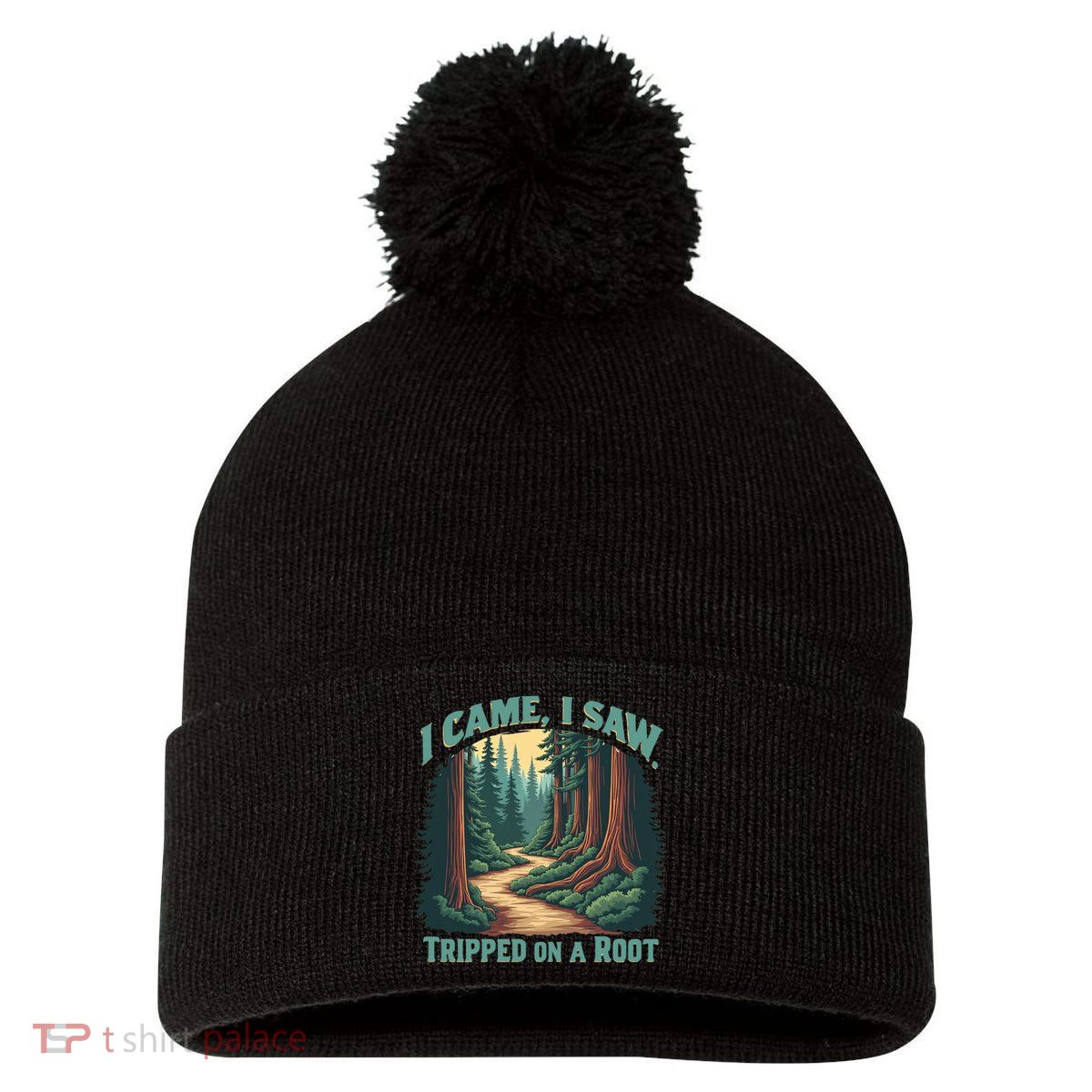  Hiking Adventure Vintage  I Came I Saw I Tripped On A Root Pom Pom 12in Knit Beanie