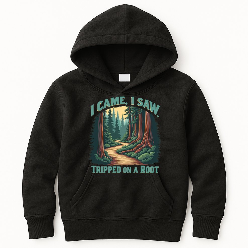  Hiking Adventure Vintage  I Came I Saw I Tripped On A Root Kids Hoodie