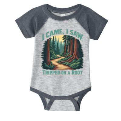  Hiking Adventure Vintage  I Came I Saw I Tripped On A Root Infant Baby Jersey Bodysuit