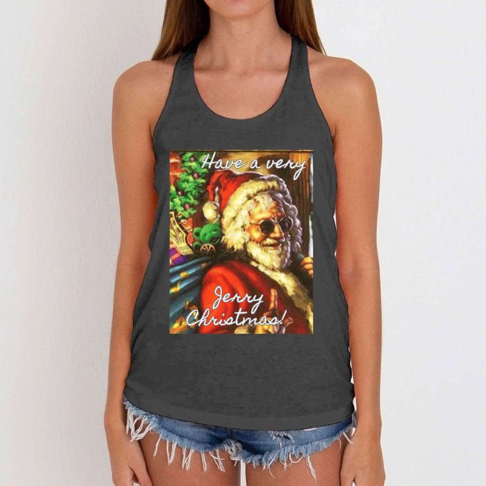 Have A Very Jerry Christmas Garcia Santa Holiday Women's Knotted Racerback Tank