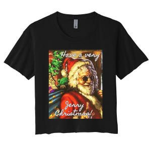 Have A Very Jerry Christmas Garcia Santa Holiday Women's Crop Top Tee