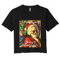 Have A Very Jerry Christmas Garcia Santa Holiday Women's Crop Top Tee