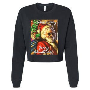 Have A Very Jerry Christmas Garcia Santa Holiday Cropped Pullover Crew