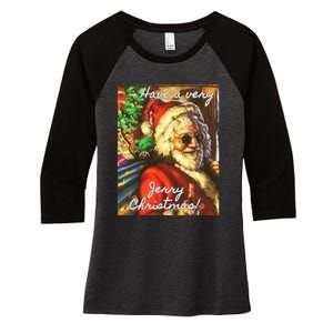 Have A Very Jerry Christmas Garcia Santa Holiday Women's Tri-Blend 3/4-Sleeve Raglan Shirt